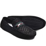 Mocassim Drive Couro Nobuck Artesanal Masculino Preto