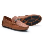 Mocassim Drive Couro Trissê Masculino Caramelo