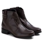 Bota Couro Country Cano Curto Salto Bloco Baixo Café