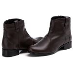 Bota Couro Country Cano Curto Salto Bloco Baixo Café