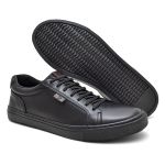 Tênis Couro Casual Masculino Skatista Cano Curto Preto