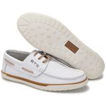 Mocassim Docksider Couro Masculino Amarração Branco+Bege