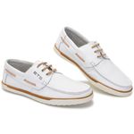 Mocassim Docksider Couro Masculino Amarração Branco+Bege