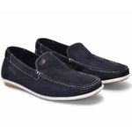 Mocassim Drive Couro Nobuck Liso Masculino Marinho