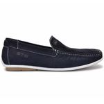 Mocassim Drive Couro Nobuck Liso Masculino Marinho