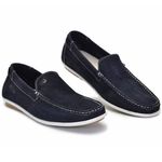 Mocassim Drive Couro Nobuck Liso Masculino Marinho