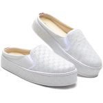 Mule Casual Texturizado Feminino Flatform Branco