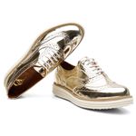 Oxford Brogue Feminino Solado EVA Flexível Versátil Spechio Ouro