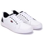 Tênis Casual Couro Skatista Masculino Cano Curto Branco