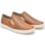 Tênis Slip On Iate Couro Masculino Casual Whisky