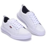 Tênis Casual Flatform Sola Alta Masculino Skatista Branco