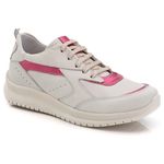 Tênis Casual Couro Detalhes Metalizados Off White / Pink