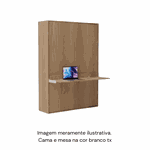 Cama casal vertical com mesa articulada