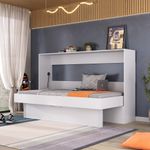 Cama de solteiro horizontal linha basic na cor branco tx