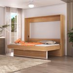 Cama de casal horizontal linha basic na cor amadeirada 