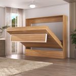 Cama de casal horizontal linha basic na cor amadeirada 