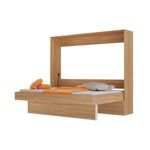 Cama de casal horizontal linha basic na cor amadeirada 
