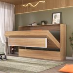 Cama de solteiro horizontal linha basic na cor amadeirada