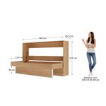Cama de solteiro horizontal linha basic na cor amadeirada
