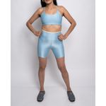 Conjunto Short e Top Fitness Feminino Isis Poliamida Com Elastano Azul Sky com off