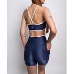Conjunto Short e Top Fitness Feminino Brenda Poliamida Com Elastano Azul com off