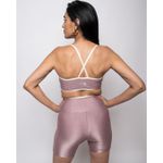 Conjunto Short e Top Fitness Feminino Brenda Poliamida Com Elastano Satin com Off