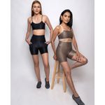 Conjunto Short e Top Fitness Feminino Brenda Poliamida Com Elastano Castanho