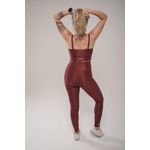 Conjunto Calça e Top Fitness Feminino Laura Poliamida Com Elastano Marsala