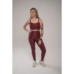 Conjunto Calça e Top Fitness Feminino Laura Poliamida Com Elastano Marsala