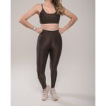 Conjunto Calca e Top Fitness Feminino Gabi Poliamida Com Elastano Castanho