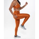 Conjunto Calca e Top Fitness Feminino Alice Poliamida Com Elastano Ferrugem com off