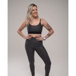 Conjunto Calça e Top Fitness Feminino Eva Poliamida Com Elastano Grafite