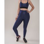 Conjunto Calça e Top Fitness Feminino Eva Poliamida Com Elastano Azul Marinho