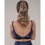 Conjunto Calça e Top Fitness Feminino Eva Poliamida Com Elastano Azul Marinho
