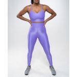 Conjunto Calça e Top Fitness Feminino Laura Poliamida Com Elastano Lilas