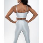 Conjunto Calça e Top Fitness Feminino Laura Poliamida Com Elastano Prata