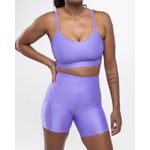 Conjunto Short e Top Fitness Feminino Laura Poliamida Com Elastano Lilas