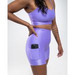 Conjunto Short e Top Fitness Feminino Laura Poliamida Com Elastano Lilas