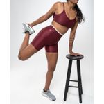 Conjunto Short e Top Fitness Feminino Alice Poliamida Com Elastano Marsala 