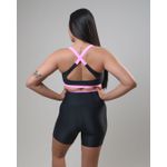 Conjunto Short e Top Fitness Feminino Gabi Preto com Rosa