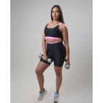 Conjunto Short e Top Fitness Feminino Gabi Preto com Rosa