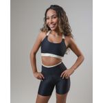 Conjunto Short e Top Fitness Feminino Gabi Preto com off