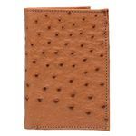 Carteira Masculina Em Couro de Avestruz (Struthio camelus) Conhaque