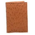 Carteira Masculina Em Couro de Pescoço de Aveztruz (Struthio camelus) Conhaque