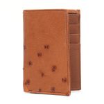 Carteira Masculina Em Couro de Avestruz (Struthio camelus) Conhaque meia