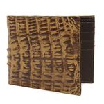 Carteira Masc. em couro de jacaré (Caiman yacare) Ocre Tamponado Chocolate