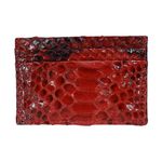 Porta Cartão em couro de Cobra (Python reticulatus) - Vermelho Brilho