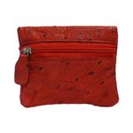 Porta Níquel em Couro de Avestruz (Struthio camelus) Vermelho