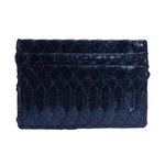 Porta Cartão em Couro de Cobra (Python reticulatus) - Azul Metálico