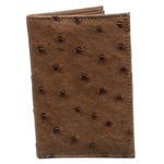 Carteira Masculina em Couro de Avestruz (Struthio camelus) Tabaco Meia